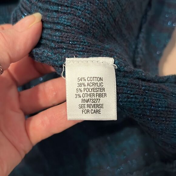 Apt9 szXL bluish/turquoise shawl collar 1 button ribbed knit cardigan EUC - Picture 5 of 7